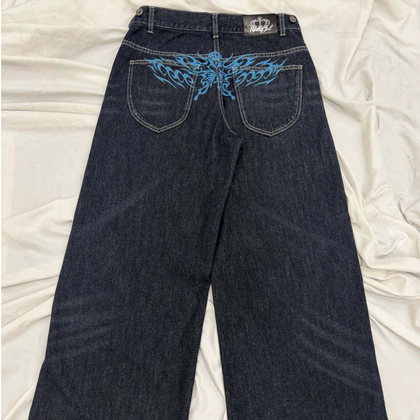 【9090 girl】0718發售新品 Tribal Logo 直筒牛仔褲