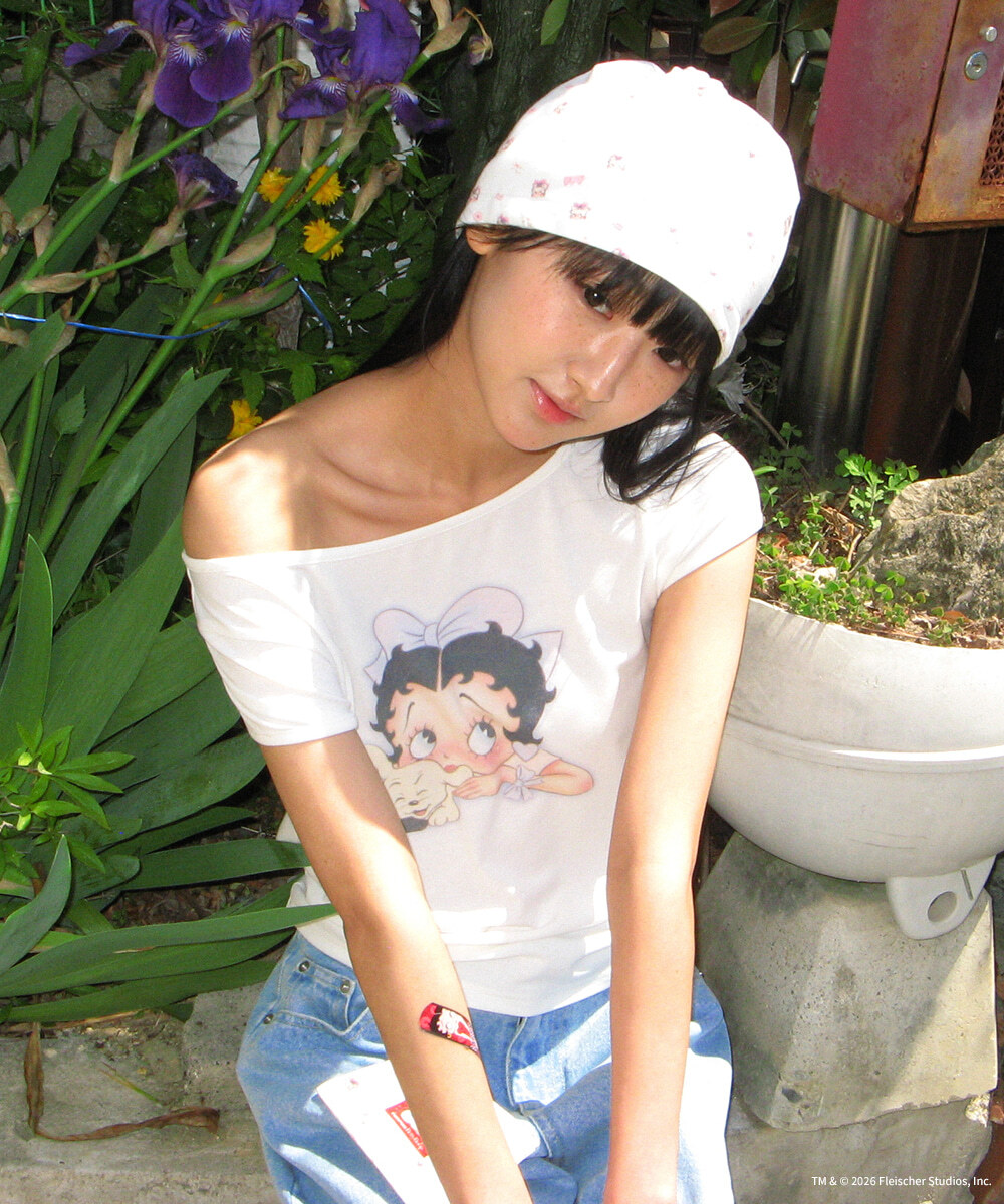 RONRON -  BETTY BOOP RIBBON BOAT NECK T SHIRT *2色* (BT26BST5644)