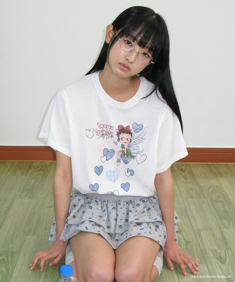 RONRON - BETTY BOOP FAIRY HEART APPLIQUE BASIC FIT T SHIRT *2色* (BT26BST5643)