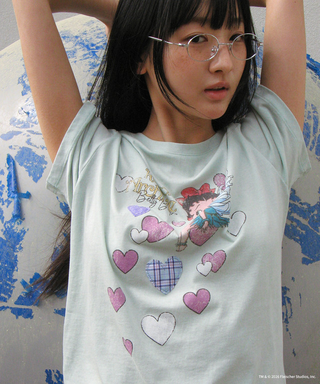 RONRON - BETTY BOOP FAIRY HEART APPLIQUE BASIC FIT T SHIRT *2色* (BT26BST5643)