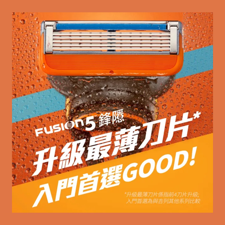 【Gillette】Fusion Series Shaver: 1 Shaver Holder & 2 Blades