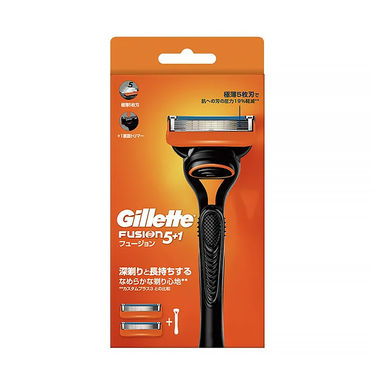 【Gillette】Fusion Series Shaver: 1 Shaver Holder & 2 Blades