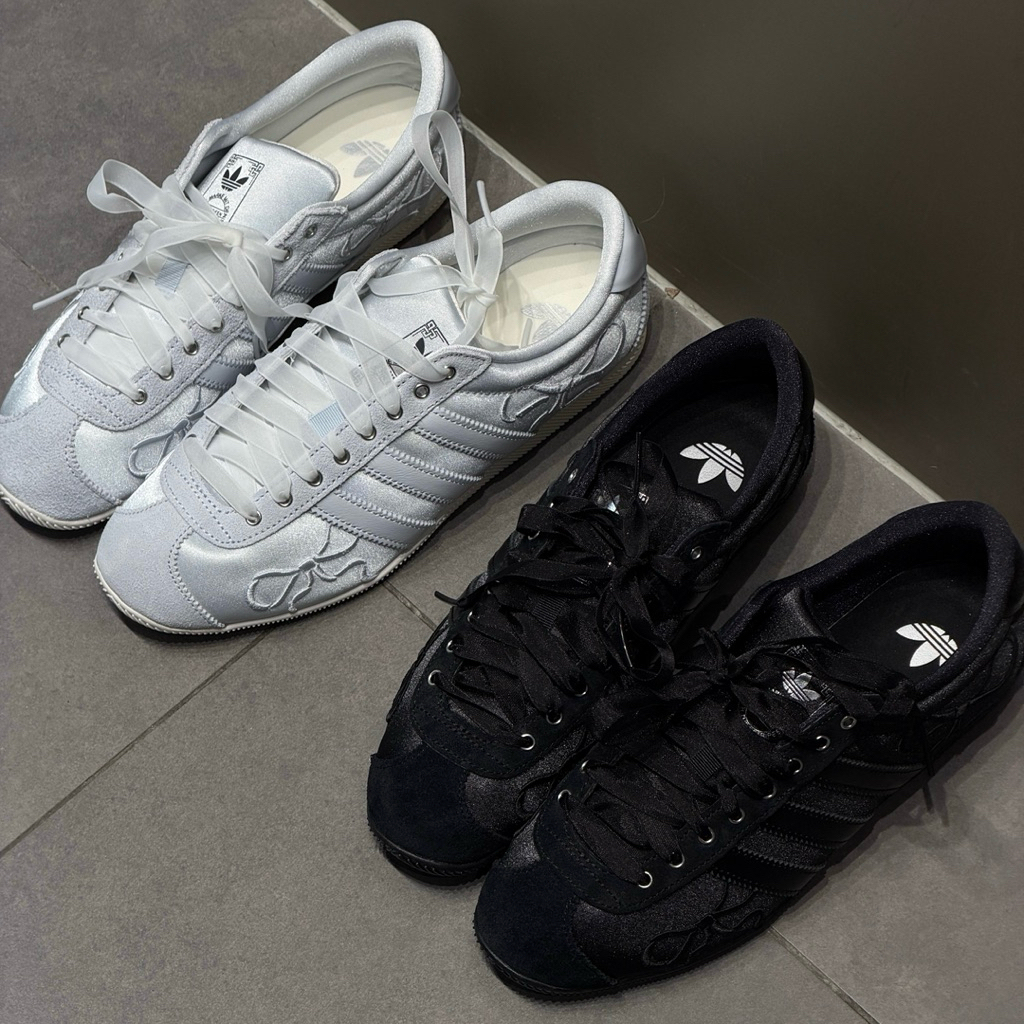 adidas ORIGINALS ANFU 緞面 蝴蝶結 芭蕾鞋 休閒鞋 冰藍HQ5199 黑色 HQ5198