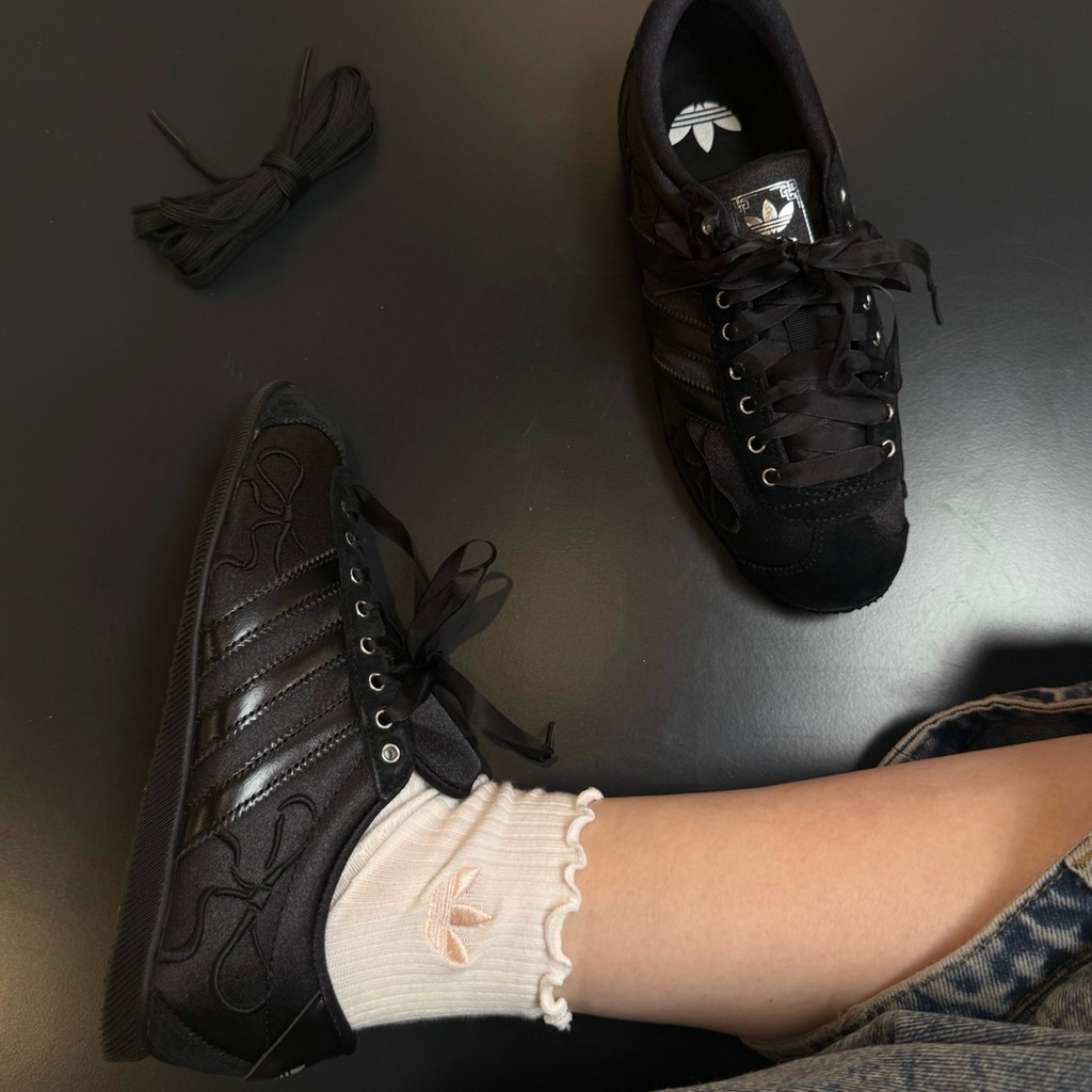 adidas ORIGINALS ANFU 緞面 蝴蝶結 芭蕾鞋 休閒鞋 冰藍HQ5199 黑色 HQ5198
