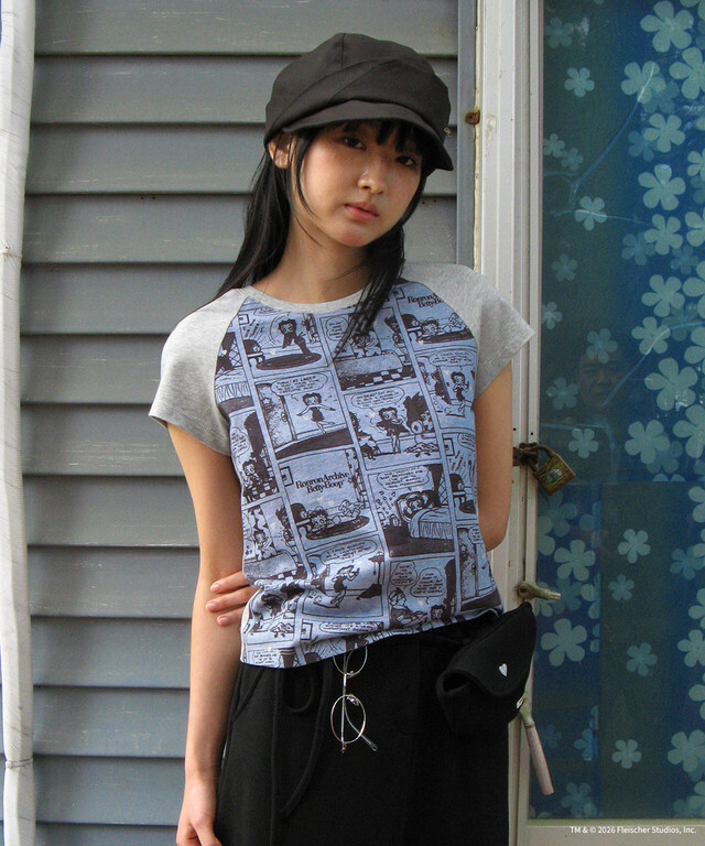 RONRON - BETTY BOOP ALL OVER CARTOON RAGLAN T SHIRT *2色* (BT26BST5576)
