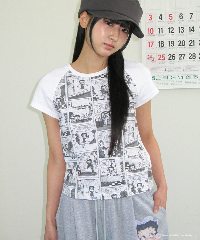 RONRON - BETTY BOOP ALL OVER CARTOON RAGLAN T SHIRT *2色* (BT26BST5576)