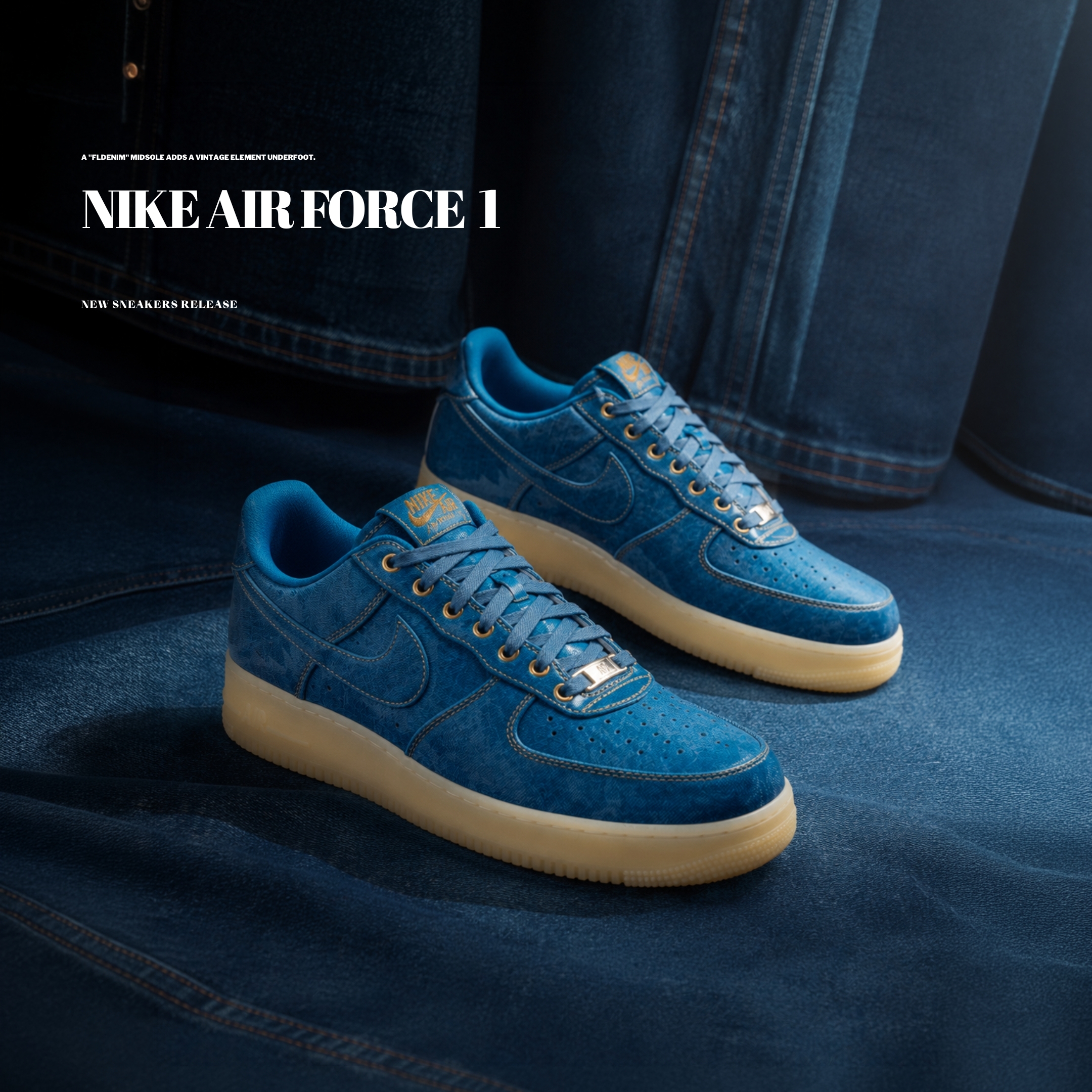 NICEDAY 代購 Nike Air Force 1 Low Retro 漆皮 丹寧 藍 運動鞋 男鞋 IM5757-400