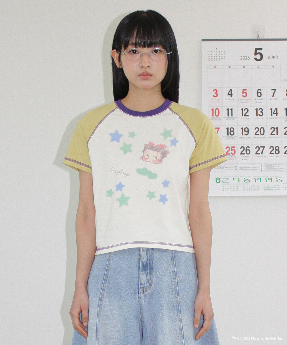 RONRON - BETTY BOOP MINI STAR STITCH RAGLAN T SHIRT  *3色* (BT26BST5571)