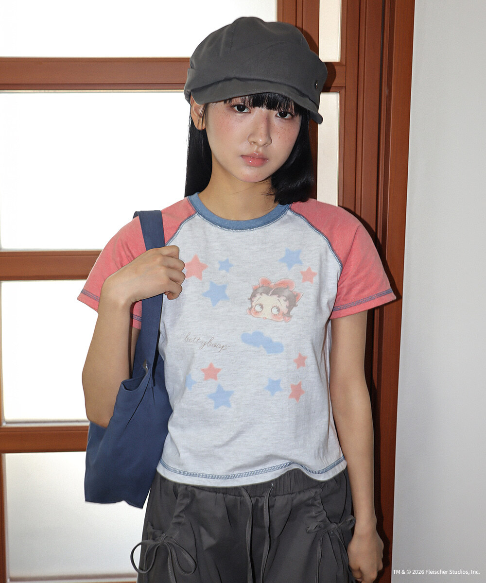 RONRON - BETTY BOOP MINI STAR STITCH RAGLAN T SHIRT  *3色* (BT26BST5571)