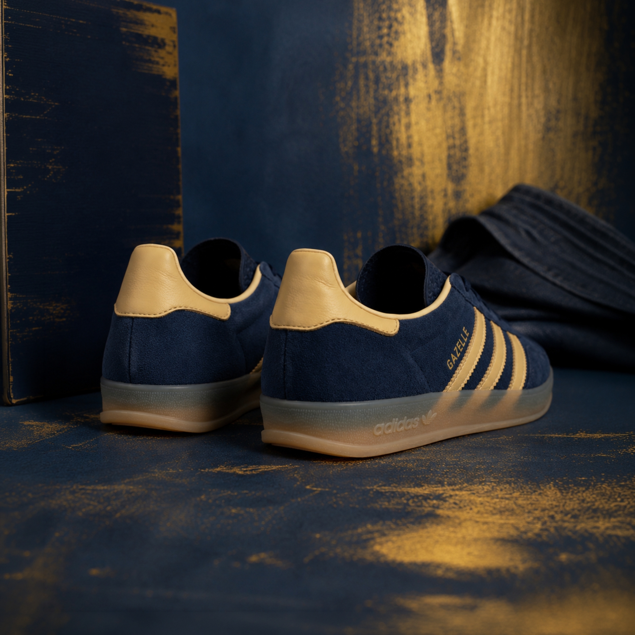 NICEDAY 代購 Adidas originals GAZELLE 深藍 金 復古 麂皮 德訓 藍 金色 IH6798