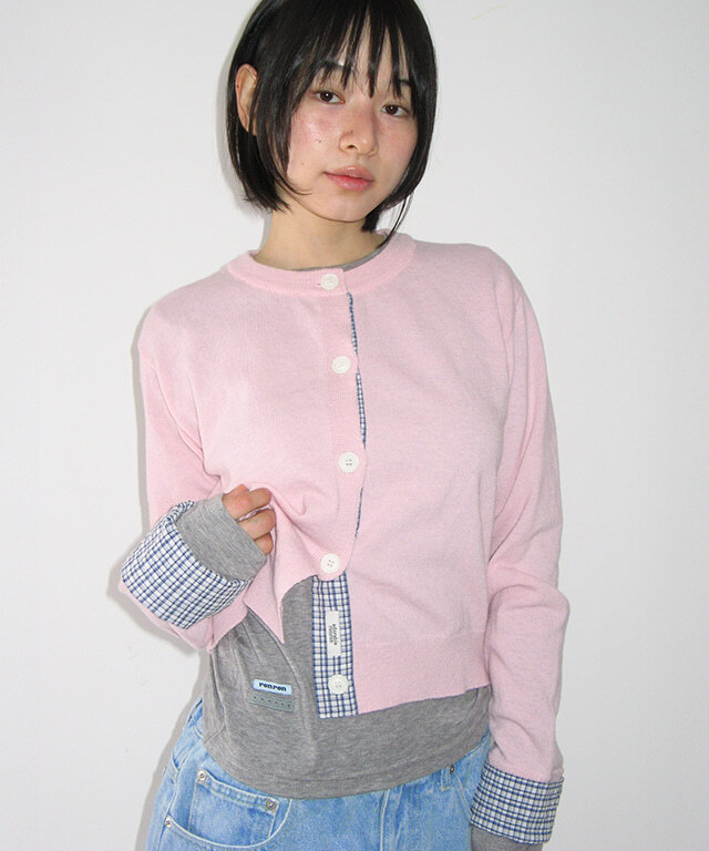 RONRON - CHECK SHIRT POINTED KNIT CARDIGAN *3色* (RR26ACD4812)