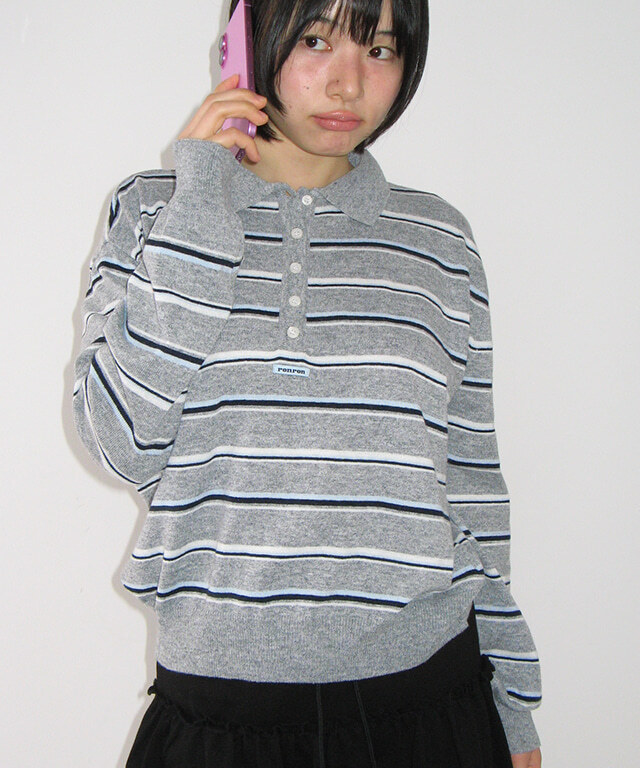 RONRON - LOOSE FIT STRIPE COLLAR KNIT *2色* (RR26AKT5407)