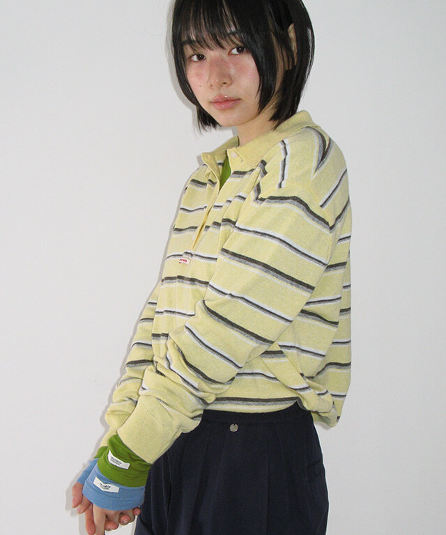 RONRON - LOOSE FIT STRIPE COLLAR KNIT *2色* (RR26AKT5407)