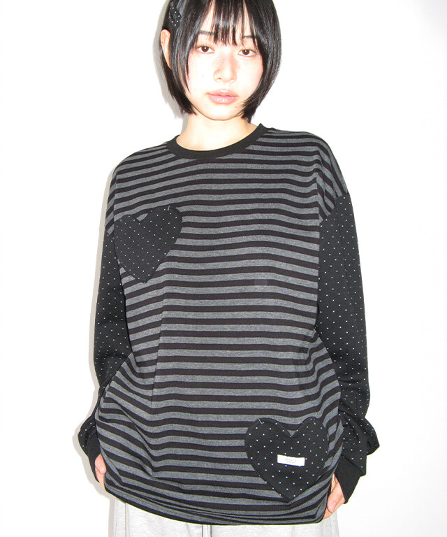 RONRON - HEART DOT POCKET STRIPE LONG SLEEVE *2色* (RR26ALT5087)