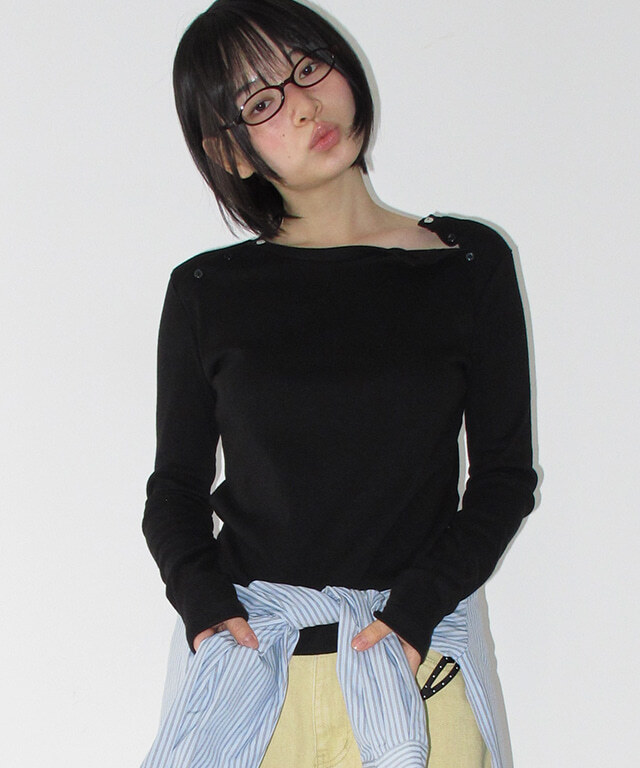 RONRON - BUTTON SHOULDER SLIM FIT LONG SLEEVE *3色* (RR26ALT5371)