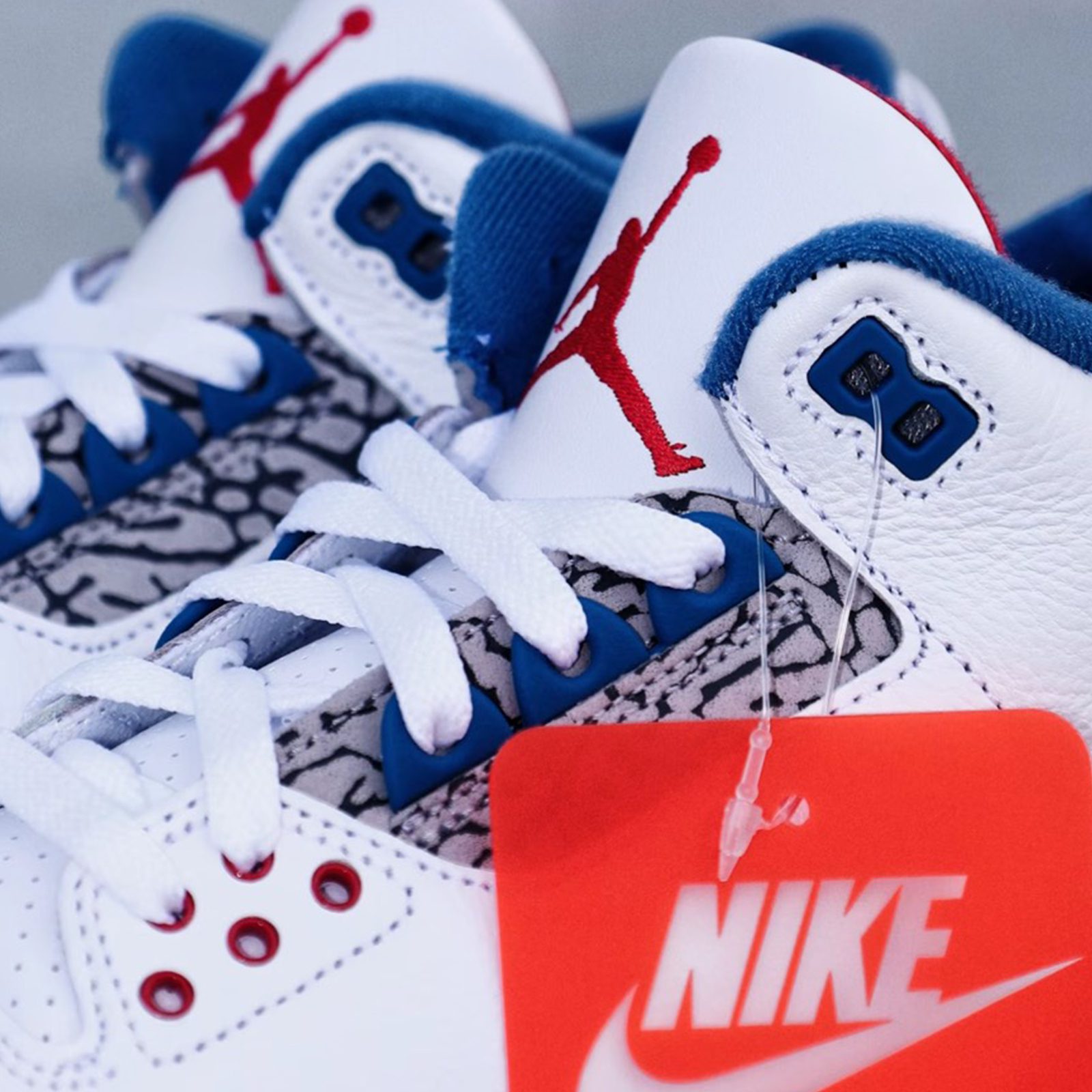 Air Jordan 3 "True Blue" 藍白 爆裂紋 水泥灰 皮革 象紋 刺繡 經典復刻 復古籃球鞋 男款 IF4396-104
