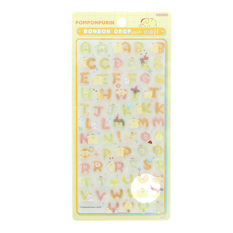 sun-star BONBON DROP晶透造型貼紙-三麗鷗 字母系列 -POMPOMPURIN 布丁狗