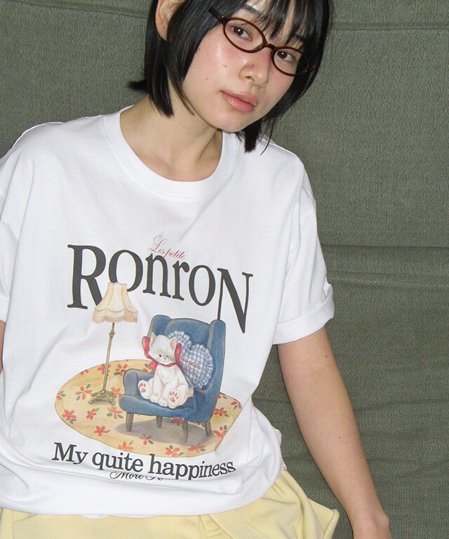RONRON - QUIET CAT OVER FIT T SHIRT *WHITE* (RR26AST5521WH)