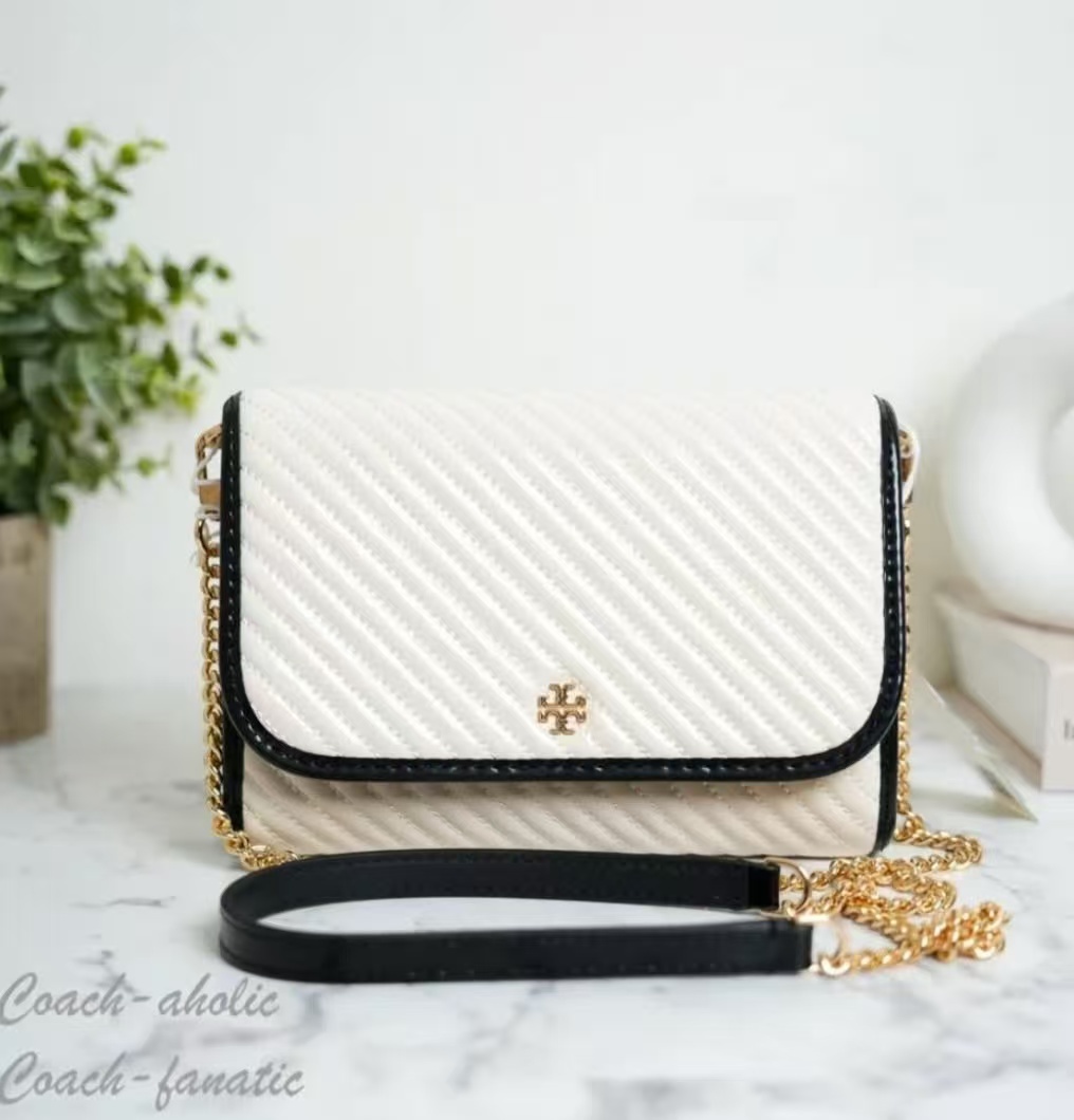 【預購】Tory Burch H071713 Emerson 菱格鏈帶斜背包 (奶油白)