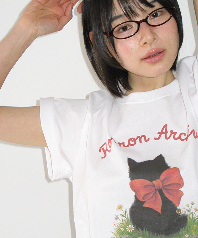 RONRON - RIBBON CAT BASIC FIT T SHIRT *2色* (RR26AST5519)
