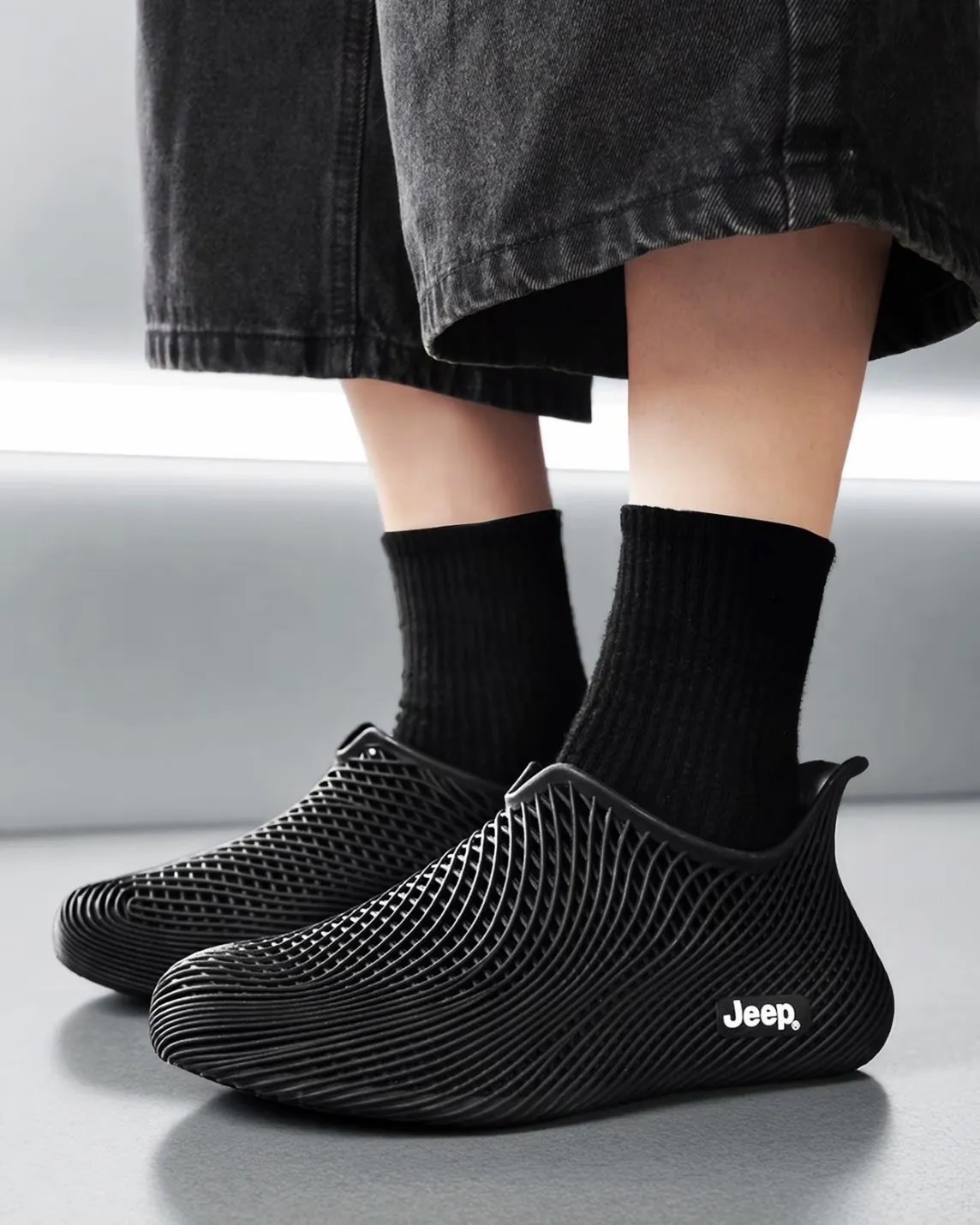 JEEP 鏤空 3D 列印設計 運動未來感 漫步鞋 二色