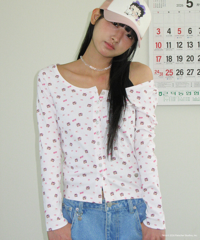 RONRON - BETTY BOOP PATTERN SLIM CARDIGAN *2色* (BT26BCG5646)