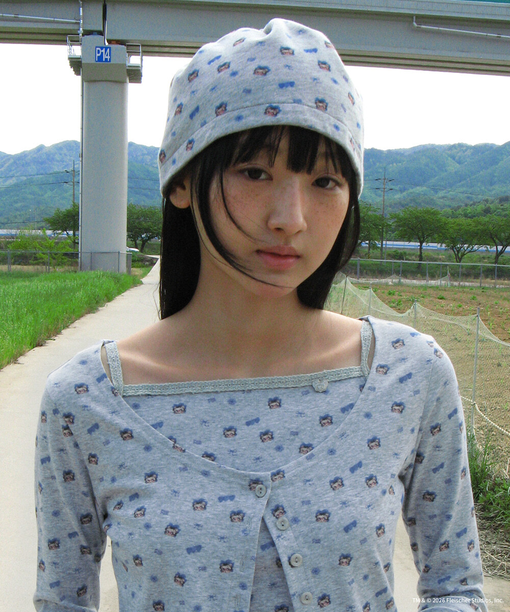 RONRON - BETTY BOOP PATTERN STRING BEANIE *2色* (BT26BBN5661)