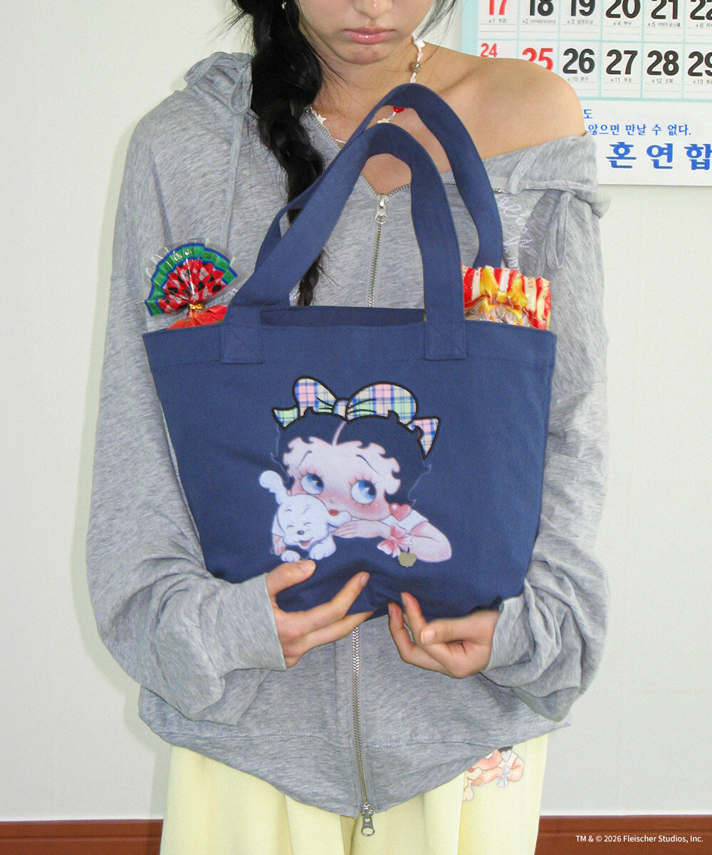 RONRON - BETTY BOOP RIBBON APPLIQUE SWEAT SHOULDER BAG *NAVY* (BT26BBG5671NV)