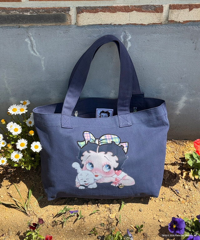 RONRON - BETTY BOOP RIBBON APPLIQUE SWEAT SHOULDER BAG *NAVY* (BT26BBG5671NV)
