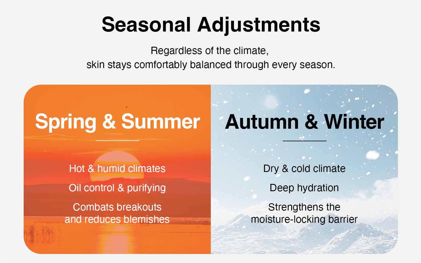 Balancing Act Smart Detect Purifying Serum adjusts according to seasonal changes