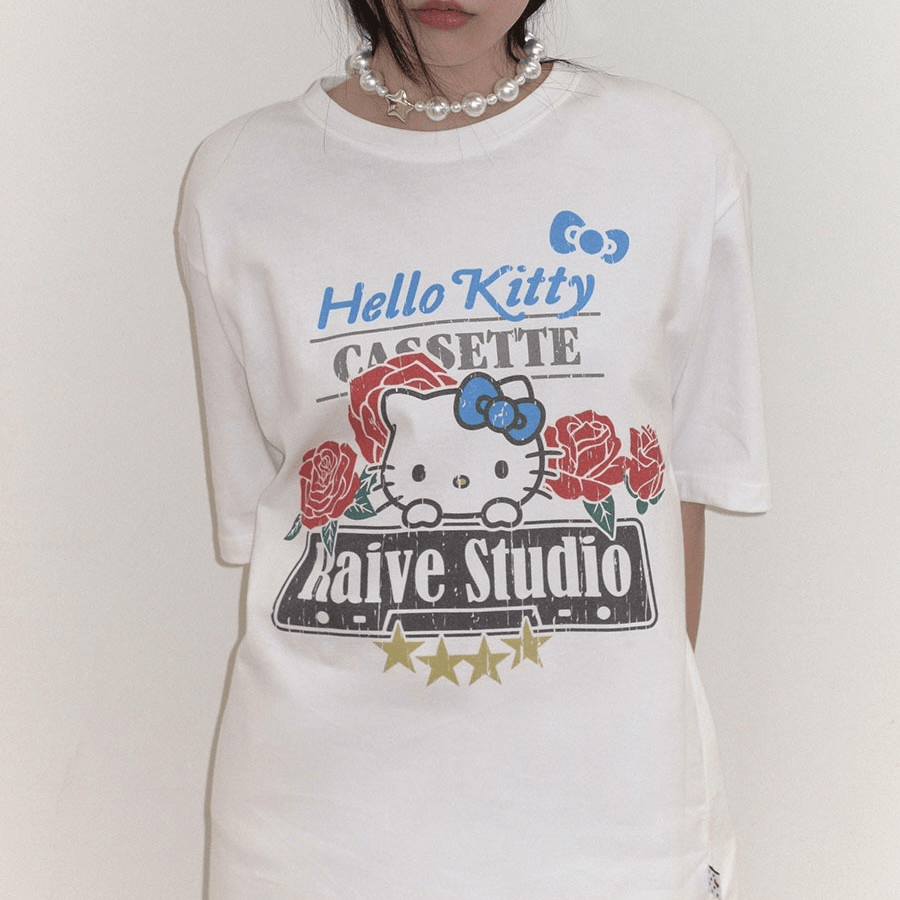 RAIVE｜RAIVE X HELLO KITTY Rose Graphic T-shirts [3 colors]