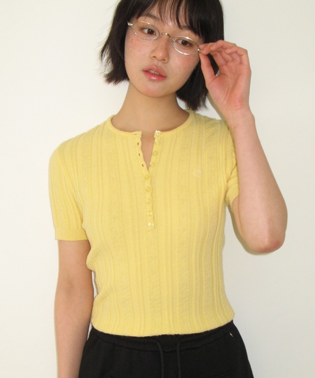 RONRON - BUTTON POINT SLIM SHORT SLEEVE KNIT *4色* (RR26AKT5700)