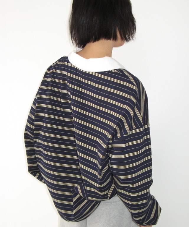 RONRON - STRIPE V NECK COLLAR LONG SLEEVE *2色* (RR26ALT5346)