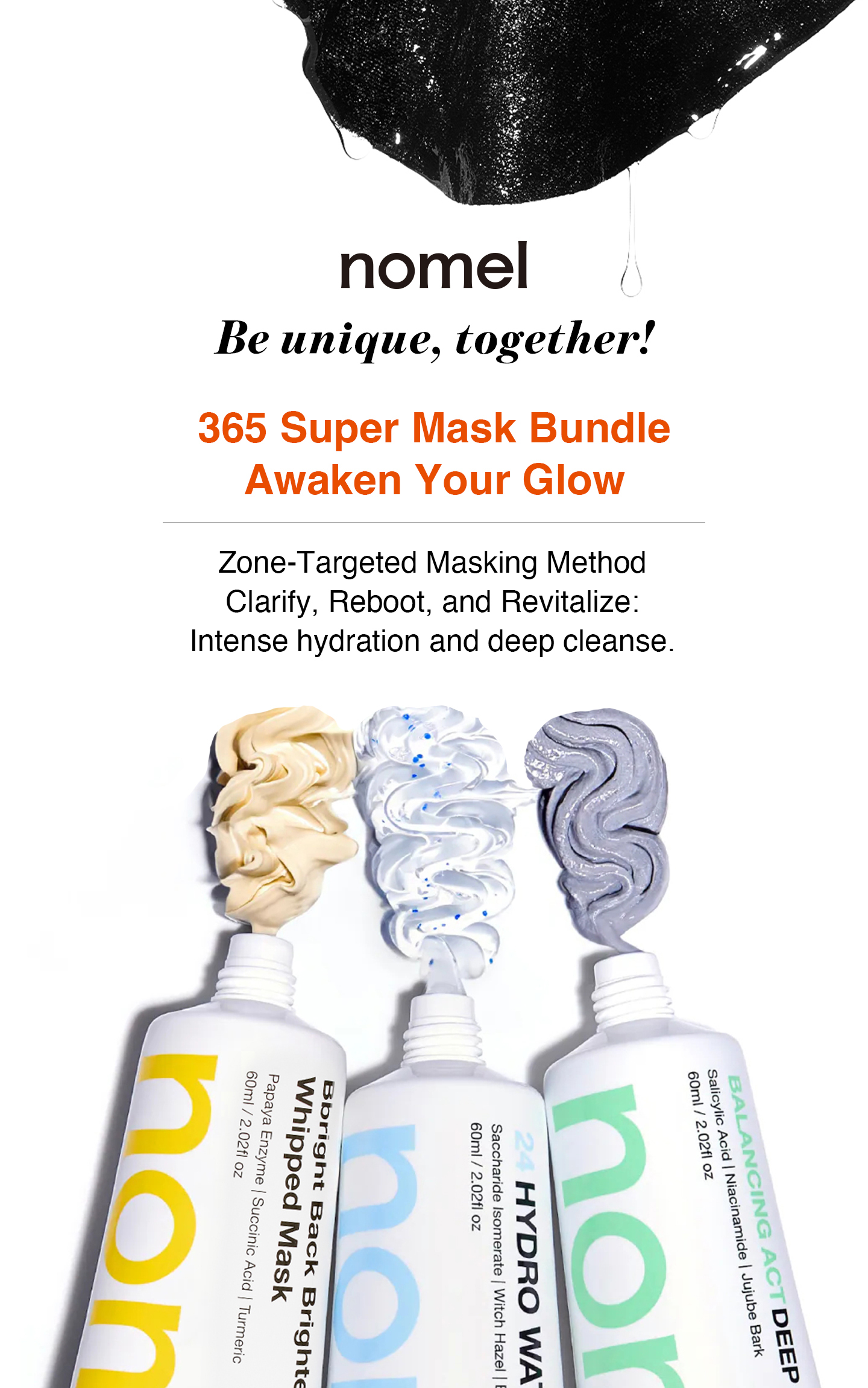 nomel Glow Intention Insta Revive Treatment Mask triple mask bundle set