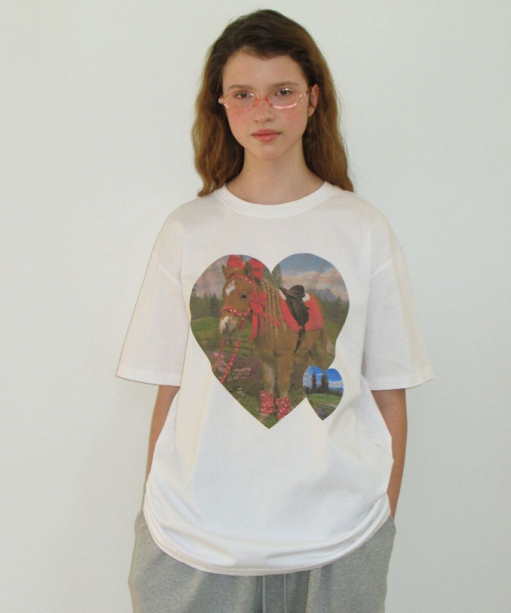 RONRON - PONY HEART OVER FIT T SHIRT *WHITE* (RR26BST5543WH)