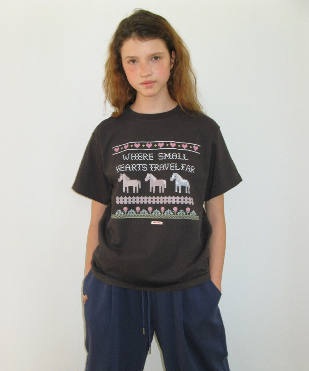 RONRON - HEART PONY STITCH BASIC FIT T SHIRT  *2色* (RR26BST5536)