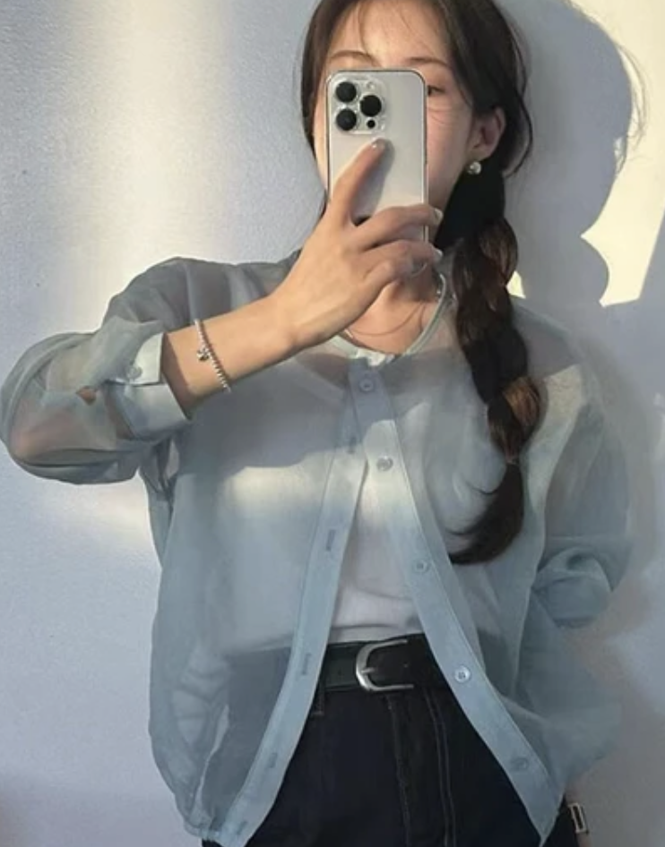 溫柔小姊姊輕透感無領襯衫 ARO0702