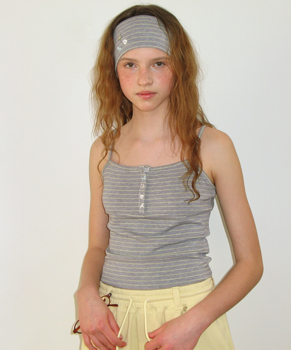 RONRON - HEADBAND SET PONY BUTTON STRIPE SLEEVELESS *2色* (RR26BSL5620)