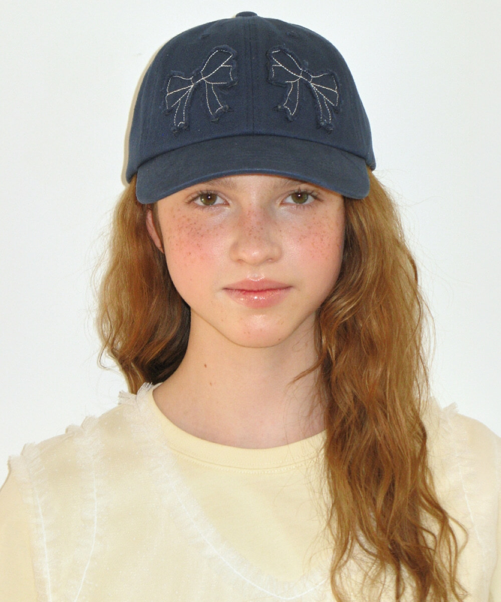 RONRON - DOUBLE RIBBON APPLIQUE BALL CAP *2色* (RR26BBC5434)