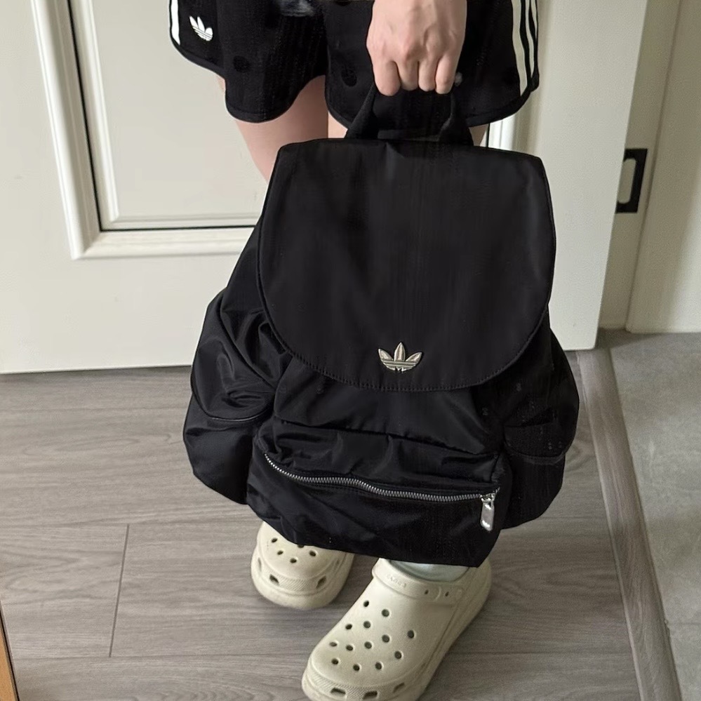 ADIDAS ORIGINALS 黑色 雙肩後背包 大容量 運動休閒 抽繩 翻蓋 LD6375