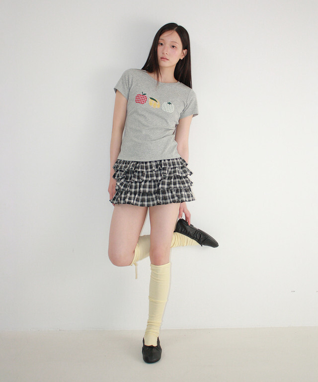 RONRON - CHECK CANCAN MINI SKIRT *NAVY* (RR26ASK5556NV)