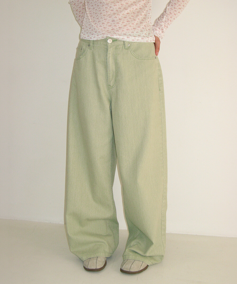 RONRON - SOFT PIGMENT WIDE DENIM PANTS *MINT/M size* (RR26APT5402MT)