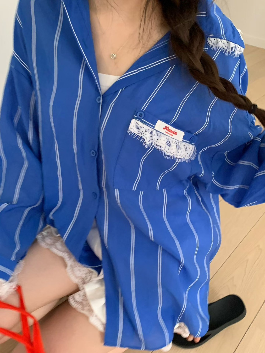 蕾絲標籤休閒襯衫