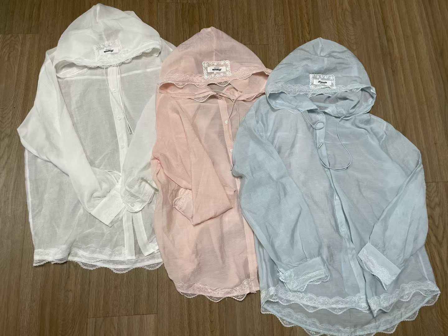 蕾絲邊連帽休閒防曬襯衫