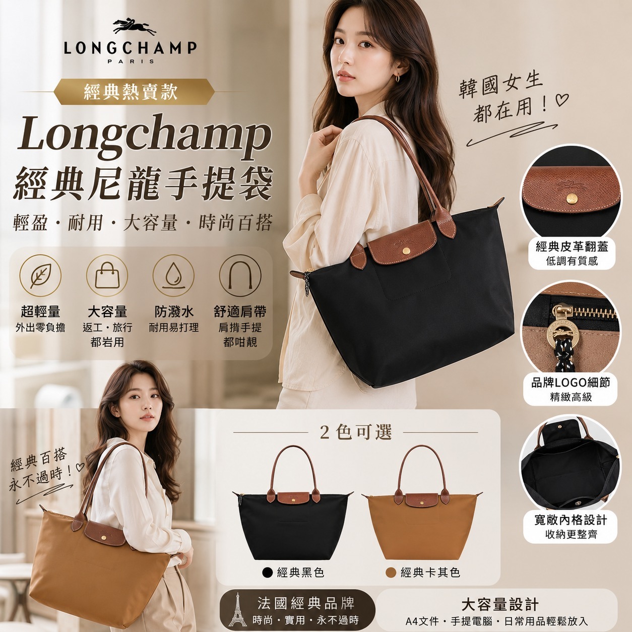 【預購】 Longchamp K071722 Le Pliage Original M 手提袋