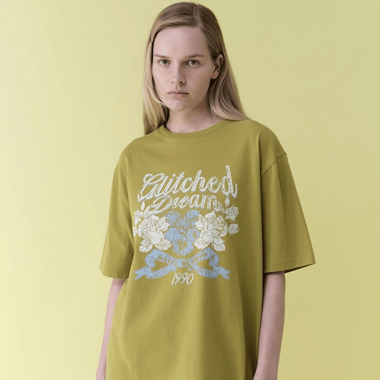 RAIVE｜Rose Glitched Dream Graphic T-shirts [2 colors]