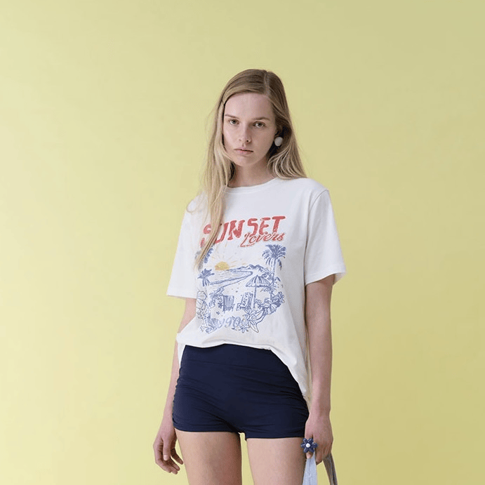 RAIVE｜Sunset Lovers Graphic T-shirts [2 colors]