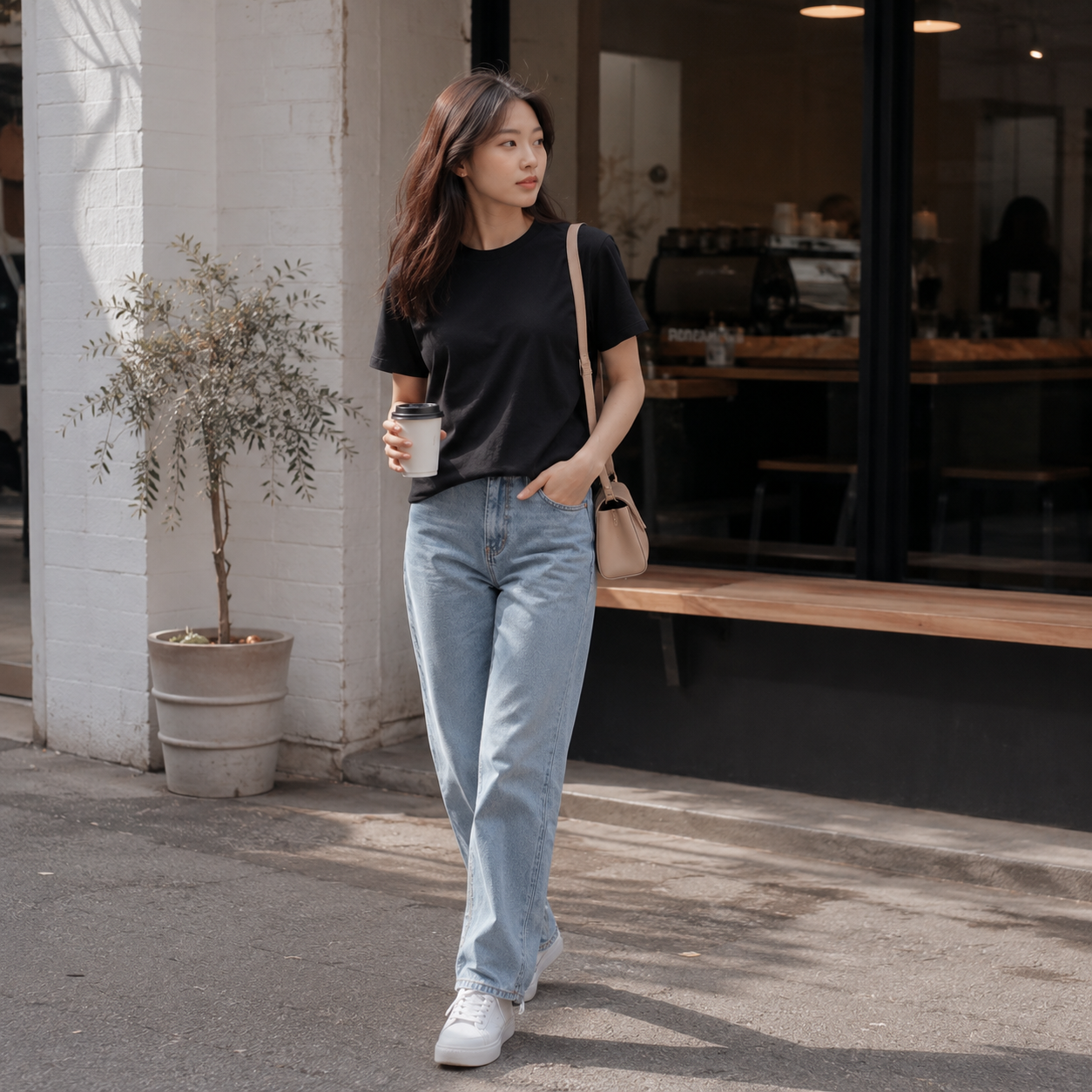 【預購】BURBERRY H0717515 女裝黑色圓領棉質T恤
