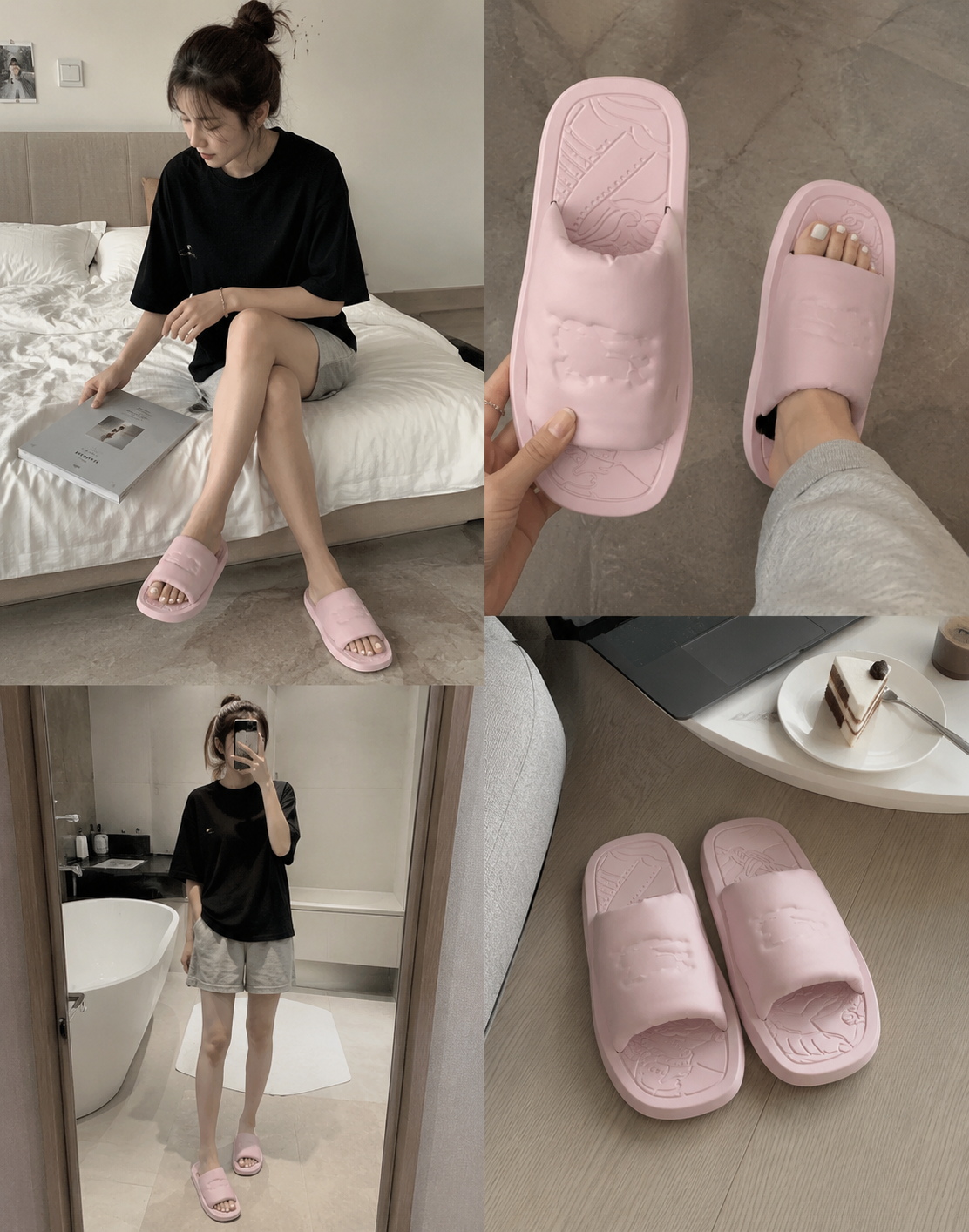 【預購】BURBERRY H0717514 女裝粉紅色Equestrian Knight 皮革拖鞋
