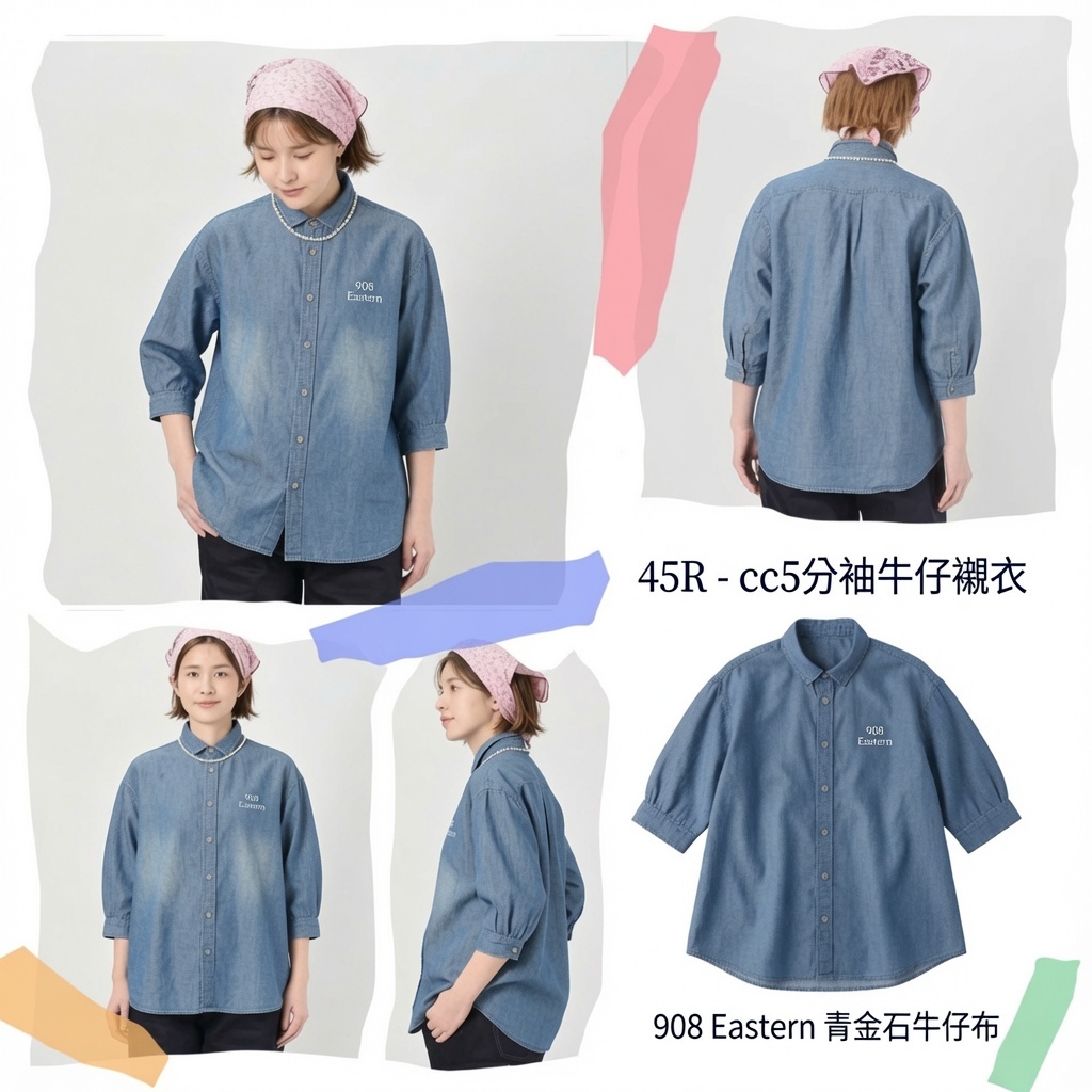 45R - cc5分袖牛仔襯衣